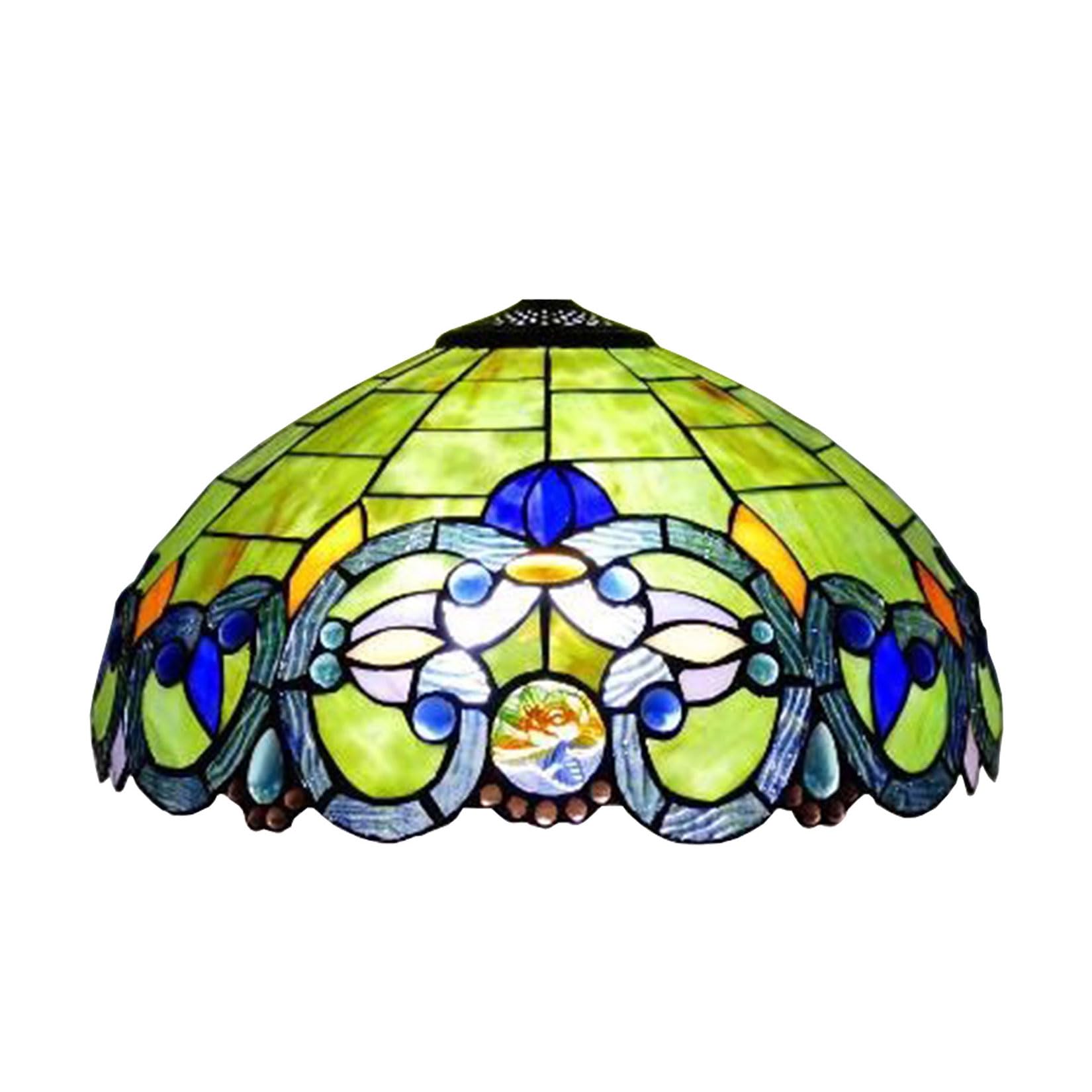 Botowi Green Tiffany Lamp Shade Replacement, Only 16 Inch Wide Baroque Style Stained Glass Lampshades, Suitable For Bedside Reading Lamp Hanging Lamp Table Lamp Floor Lamp,