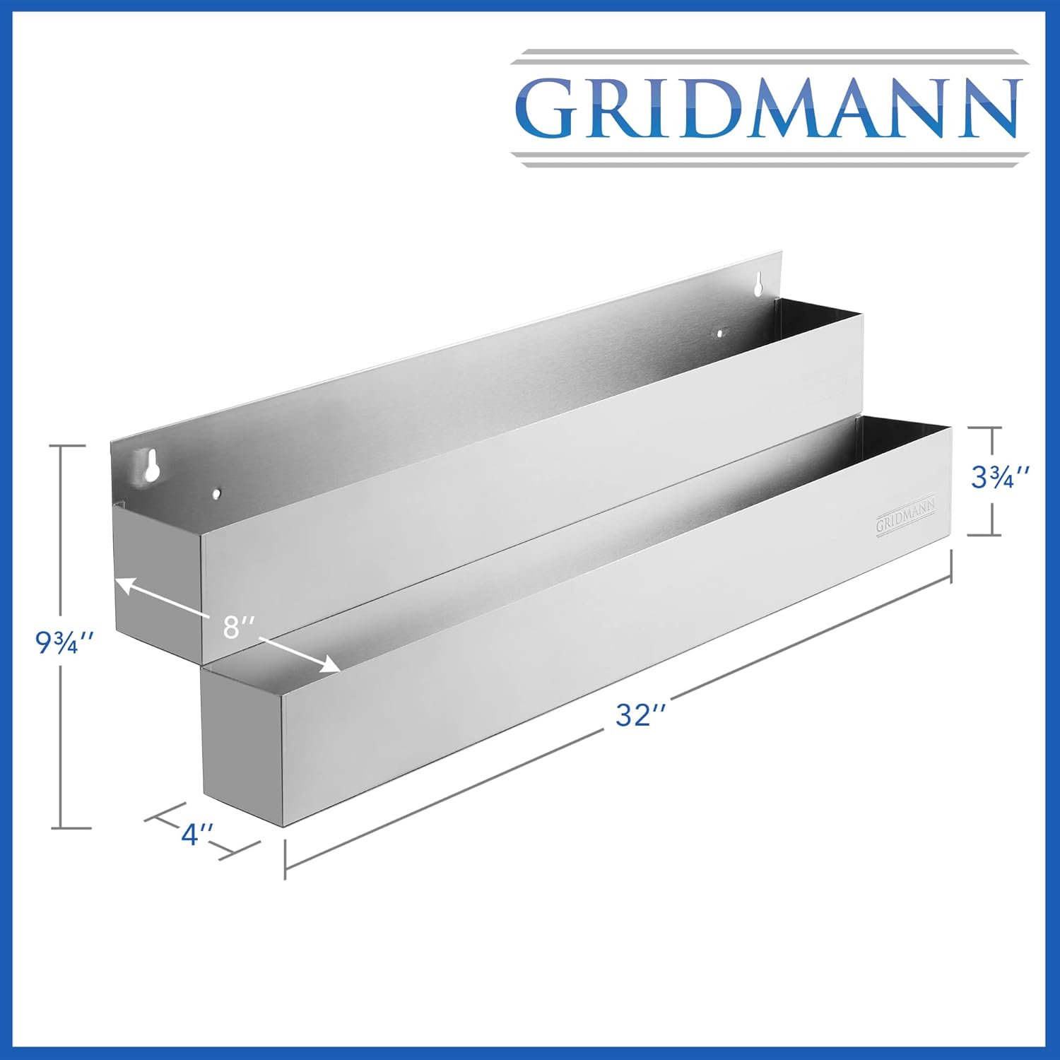 GRIDMANN 32-inch Double Tier Speed Rail - Stainless Steel Liquor Bottle Holder Rack for Bars