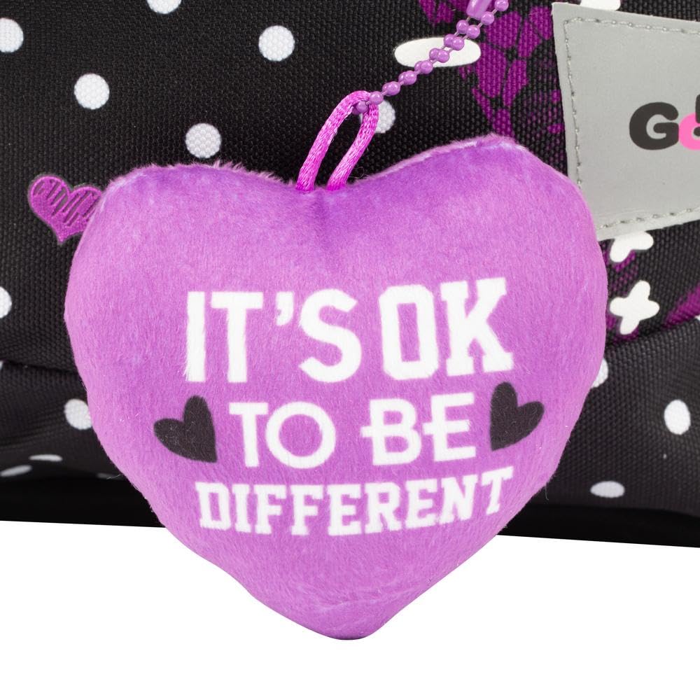 GO POP Zaino Love Dark Estensibile Round Per Bambine, 3 Scomparti E Tasche Interne, Schienale E Spallacci Imbottiti, Con Fascia Personalizzata E Pop Up, Per Scuole Elementari e Medie