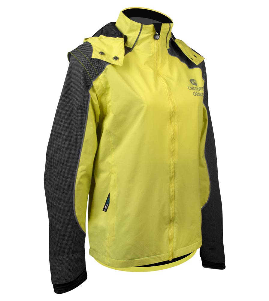 AERO|TECH|DESIGNS | Women's AeroReflective Waterproof Cycling Rain Coat | High Visibility Yellow | X-Large