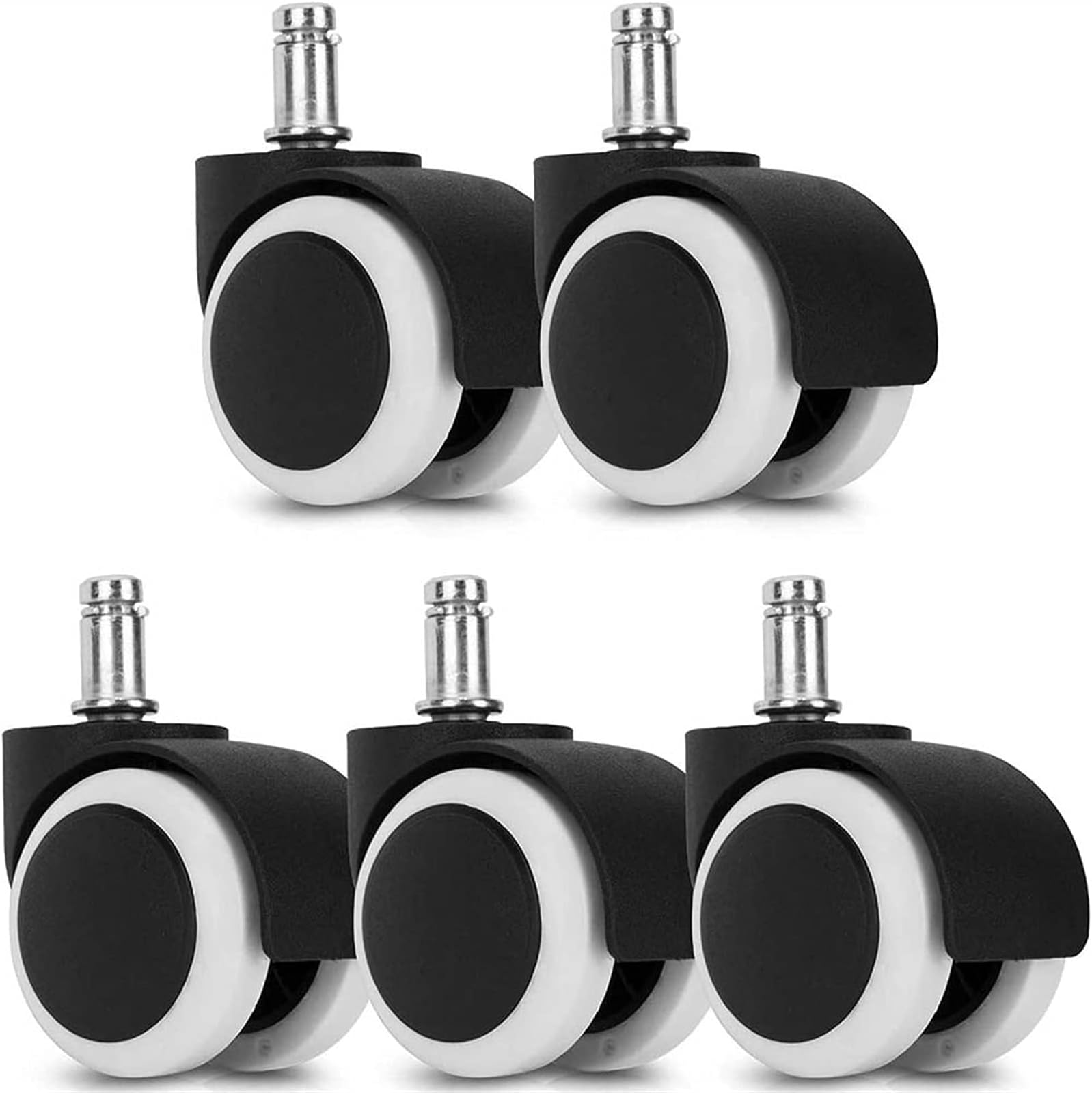 RACKS M11x20mm office chair castors - Pack of 5 furniture casters, replacement castors 2"diameter - Spare wheel set for hardwood, laminate, tile floors - white (Size : M11x20mm)