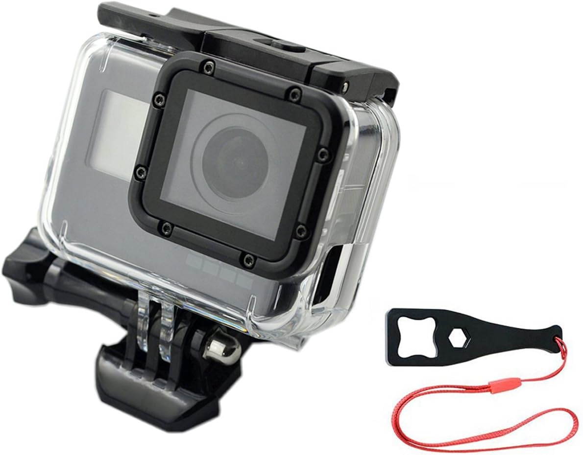 Wire Connectable Skeleton Protective Side Open Housing Case Shell Cover with Lens for Gopro Hero 6/5 Black,Camera- Including Wrench