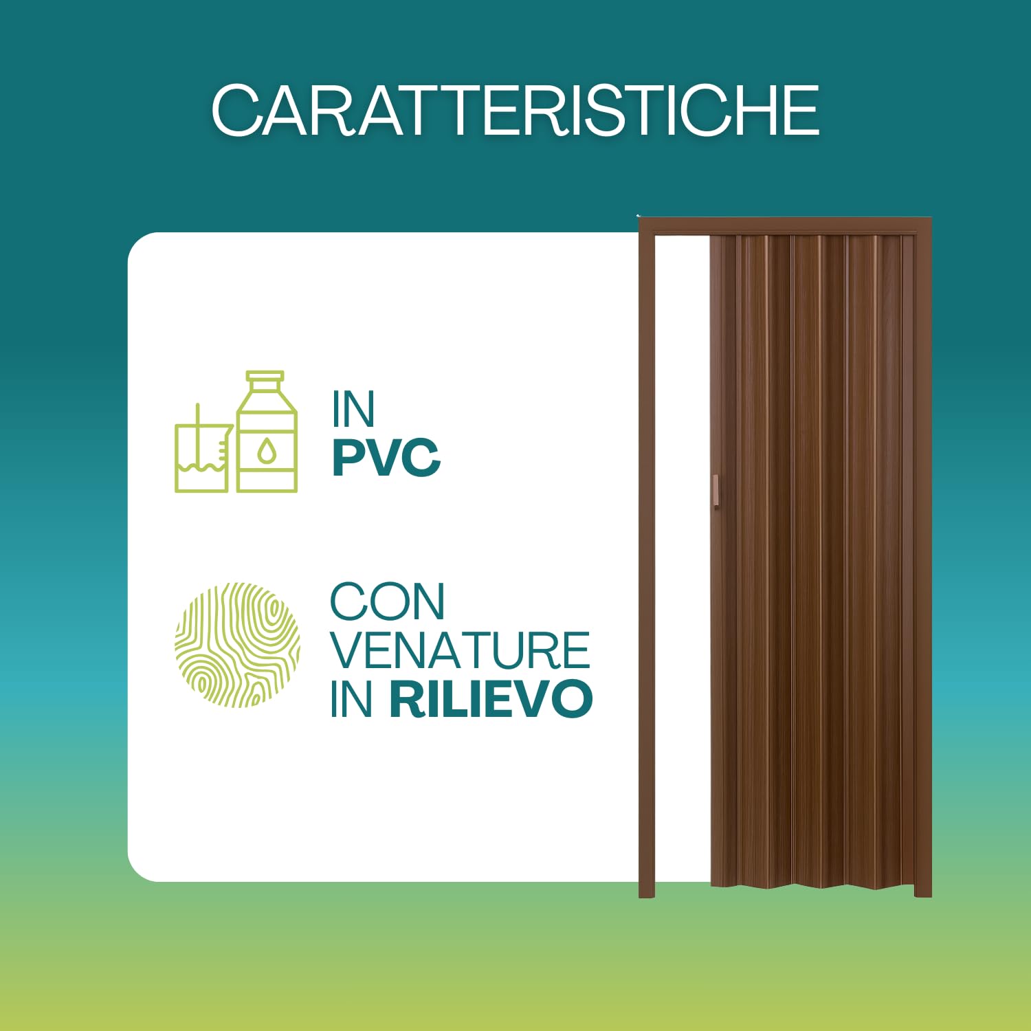 Paluplus Porta a Soffietto in PVC, Misura 214x84 cm, Spessore 3 cm, Senza Serratura con Chiusura Magnetica, Porta Interna con Maniglia -2711F (Rovere Venato)