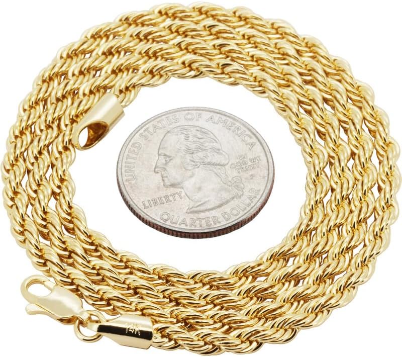 14k Yellow Gold Filled 2-6mm Rope Chain Necklace Bracelet 8”-24”