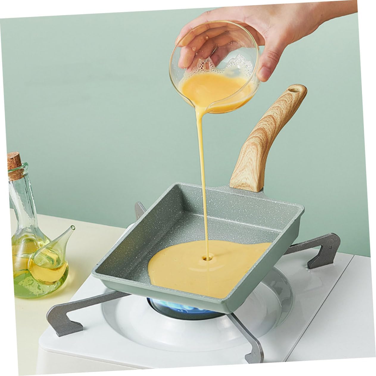 Tamagoyaki Japanese Pan Nonstick Rectangle Frying Pan Ergonomic Handle for Effortless Cooking for Breakfast Sandwiches and More