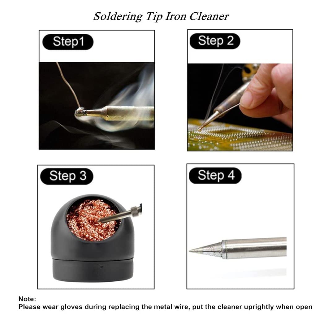 Hsthe Sea Hsthe Sea Soldering Tip Cleaner, Metal Brass Sponge with Holder, Soldering Tip Cleaning Wire - Image 4