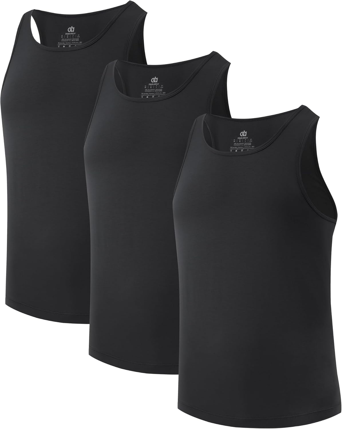 DAVID ARCHY Men's Tank Top Undershirt Micro Modal Undershirts Moisture-Wicking Tank A-Shirt for Men, 3-Pack