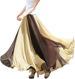 2025 - Falda de moda de gasa llena de color que fluye las mujeres bohemio círculo a juego falda de falda de celofán para principiantes