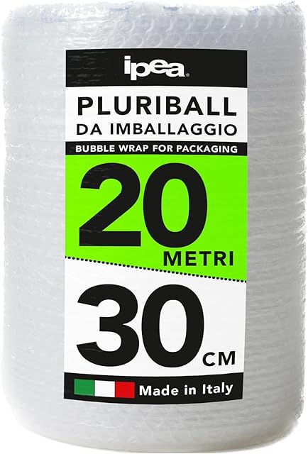 IPEA folia foliowa do pakowania i wysyłki  20 metrów x 30 cm rolki  Made in Italy  Pęcherzyki powietrza do ochrony, wyściółki, pakowania przedmiotów w transporcie  Anti-rozdarcie dla e-commerce