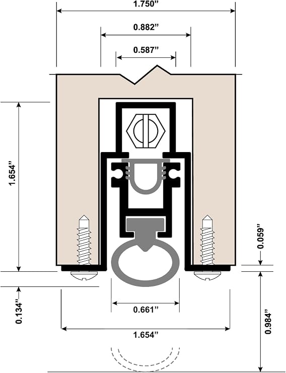 TMS Automatic Door Bottom Seal - Heavy Duty Metal Door Sweep with Neoprene Bulb Door Seal - 1 Drop - Fully Mortised (36 Inches)