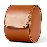 Luxury Leather Watch Storage Box Travel Single Watch Case Watch Gift Box for Christmas Anniversary Birthday(Brown)