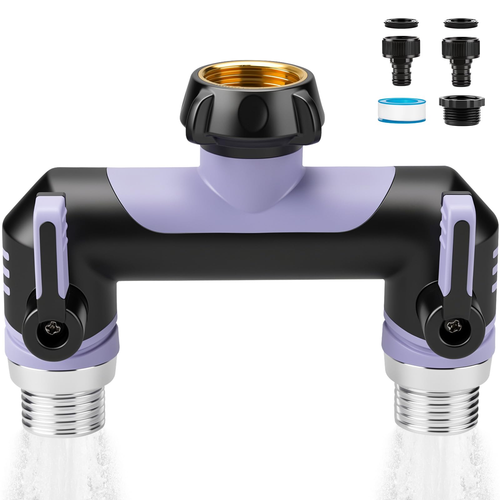 Landrip Garden Hose Splitter 2 Way, Hose Tap Splitter 2 Way with Full Flow Heavy Duty — image 1