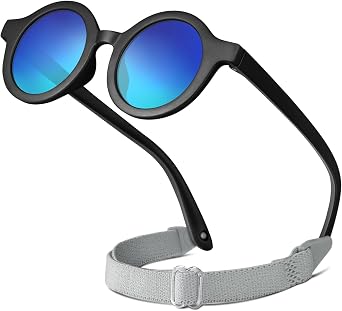 RIVBOS Baby Aviator Wrap Polarized UV400 Sunglasses Soft Frame Secure Strap Toddler,Infant and Newborn 0-18 Months RBK068