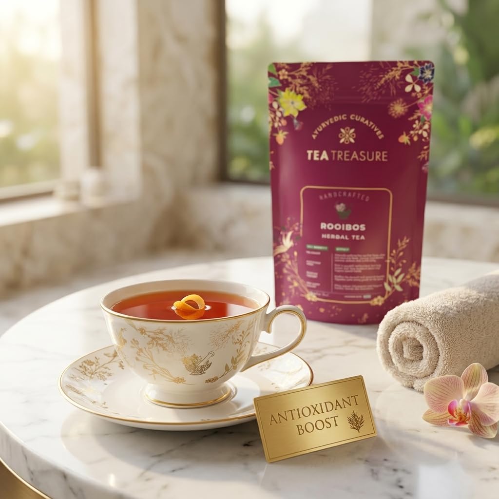 Tea Treasure South African Rooibos Red Tea | Caffeine Free, Rich Antioxidant, helps in Diabetes, Blood Sugar|Improves Skin & Heart Health |Boosts Immunity |50gm 3