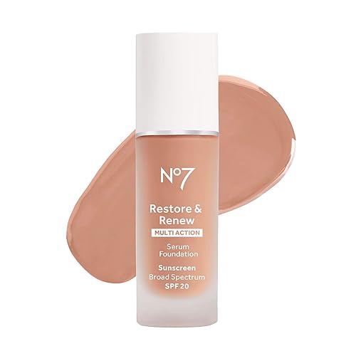 No7 Restore  Renew - Base de suero multiacción  Beige frío  Suero antiarrugas antienvejecimiento para la cara con péptidos de colágeno y vitamina C