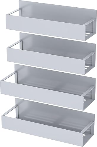 Miniatura 5 de Paquete de 4 Organizadores Magnéticos de Almacenamiento de Especias para Refrigerador y Horno, Organizadores y Almacenamiento Gris para Nevera