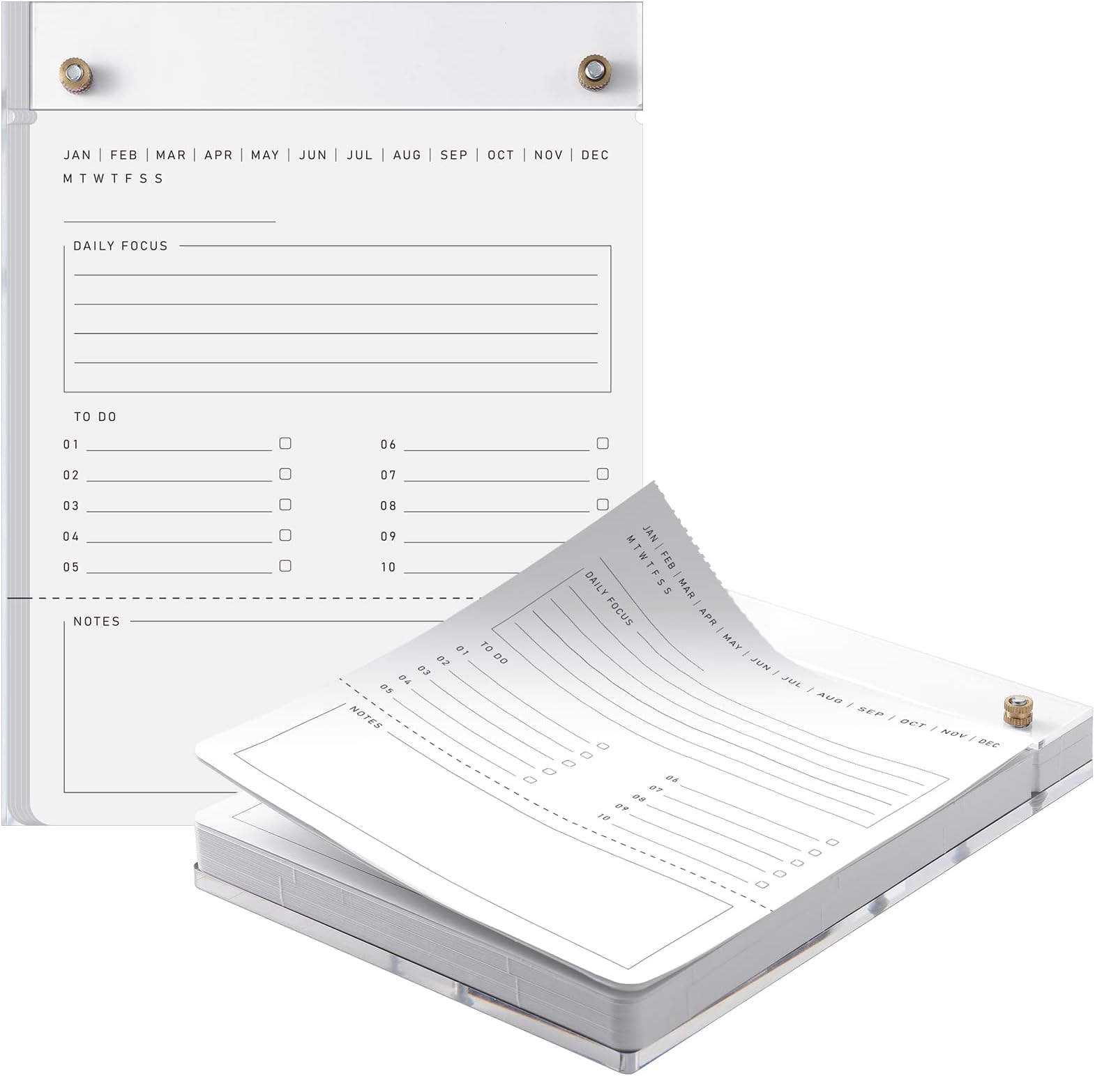 Acrylic To Do List Acrylic Drafters Tablet Planner with 100 Sheets Daily Binder Pad - 6.3 W x 8.46 H for Office Home Desk Accessory