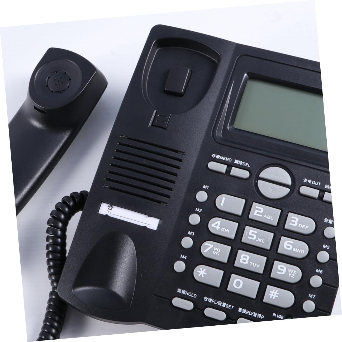 HEMOTON Telefono Fisso da Ufficio Business Nero in Plastica | Display Data e Settimana in Reale, Memoria Musicale Integrata, per Negozio e Ospedali