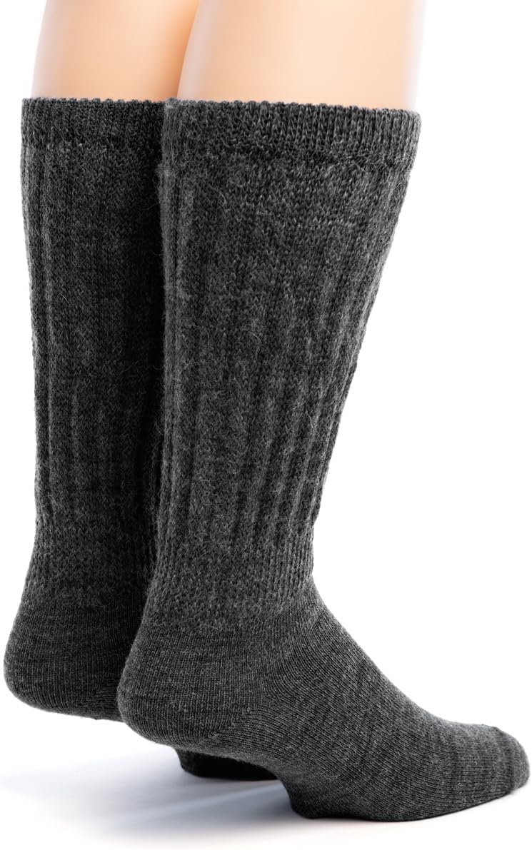 WARRIOR ALPACA SOCKS • Extra Wide • Loose Top • Terry Lined Alpaca Socks • Unisex • Comfort Band • Crew - Image 2