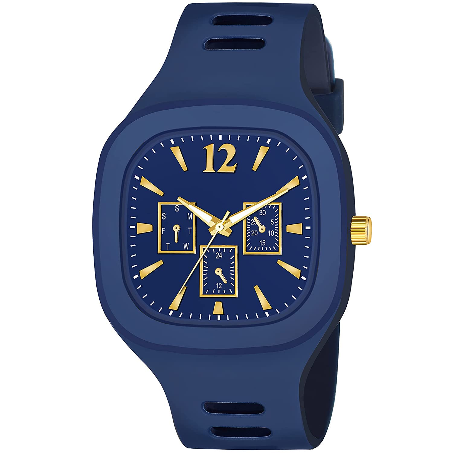 SWADESI STUFF Square Multi DIAL Analog Silicon Strap ADDI Stylish Designer Analog Watch - for Boys