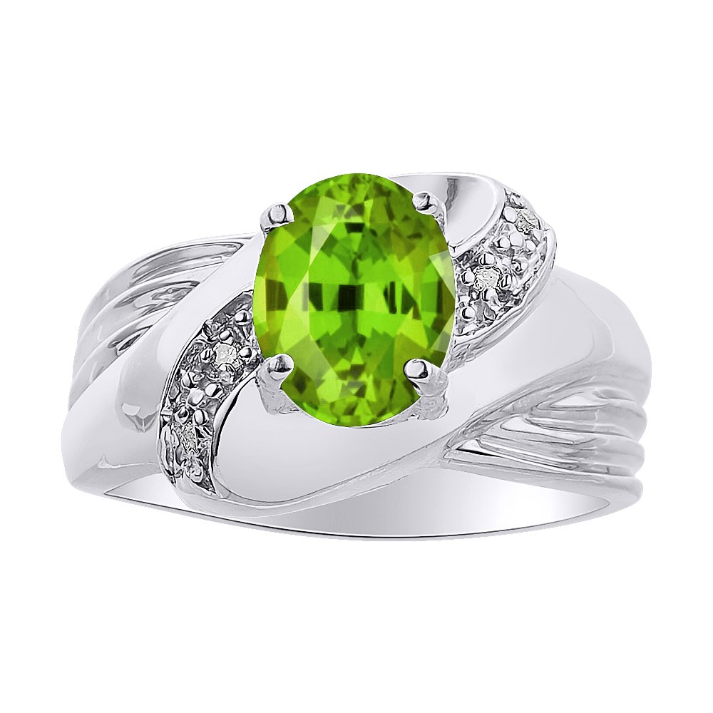 Bague en argent sterling avec diamants et péridot véritable