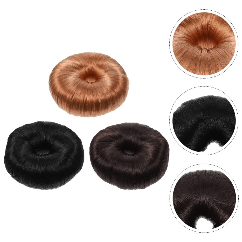 Miss Lirenn® 02 PCS Donut Bun Cushions, Wig Winder Hair Bun Maker Set, Hair Styling Hairstyle Aid Set, Doughnuts Bun Bun Suitable for Women and Girls, 7 cm Diameter (Black Color) (Black) - Image 6 thumbnail