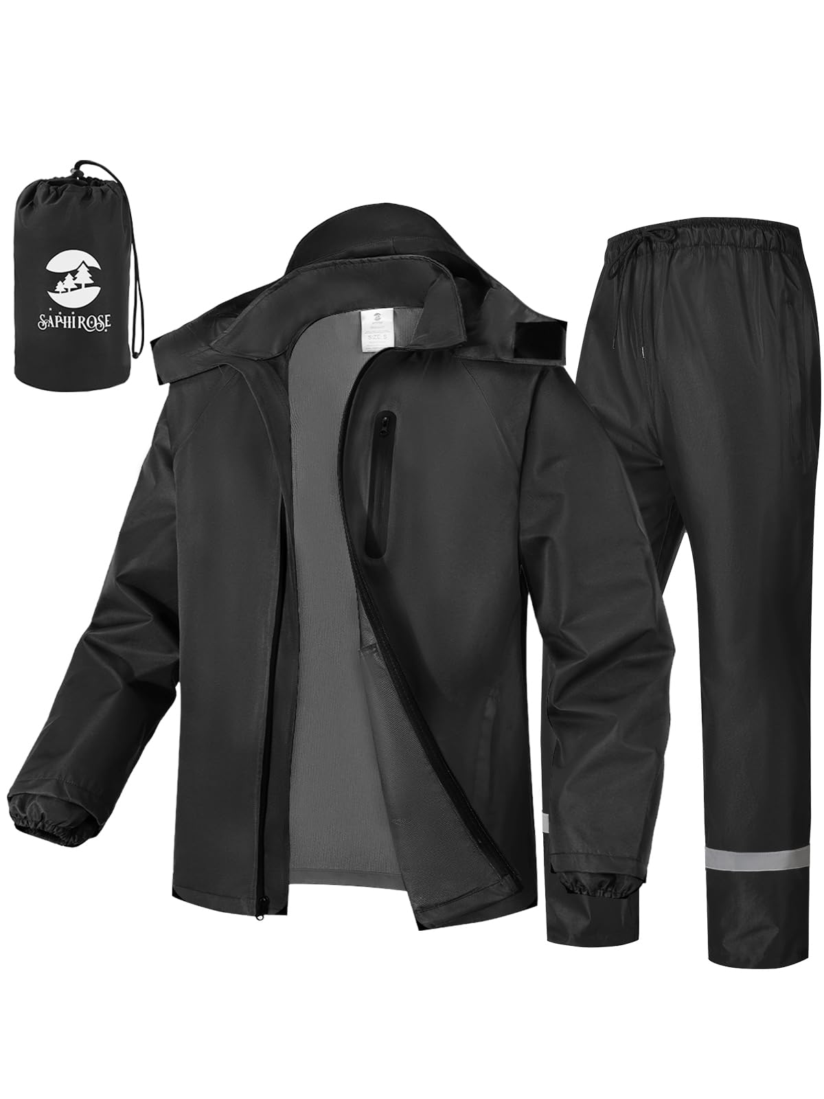 SaphiRose Men's Waterproof Rain Gear 2pcs/set Packable Rain Suit for Working Fishing