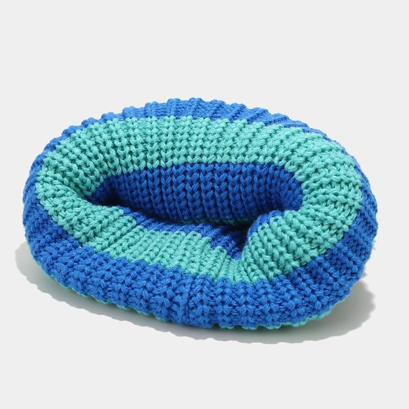 Striped Cat Ear Beanie Soft Knit Winter Hat for Women Men Y2K Punk Aesthetic Skull Cap - Image 4