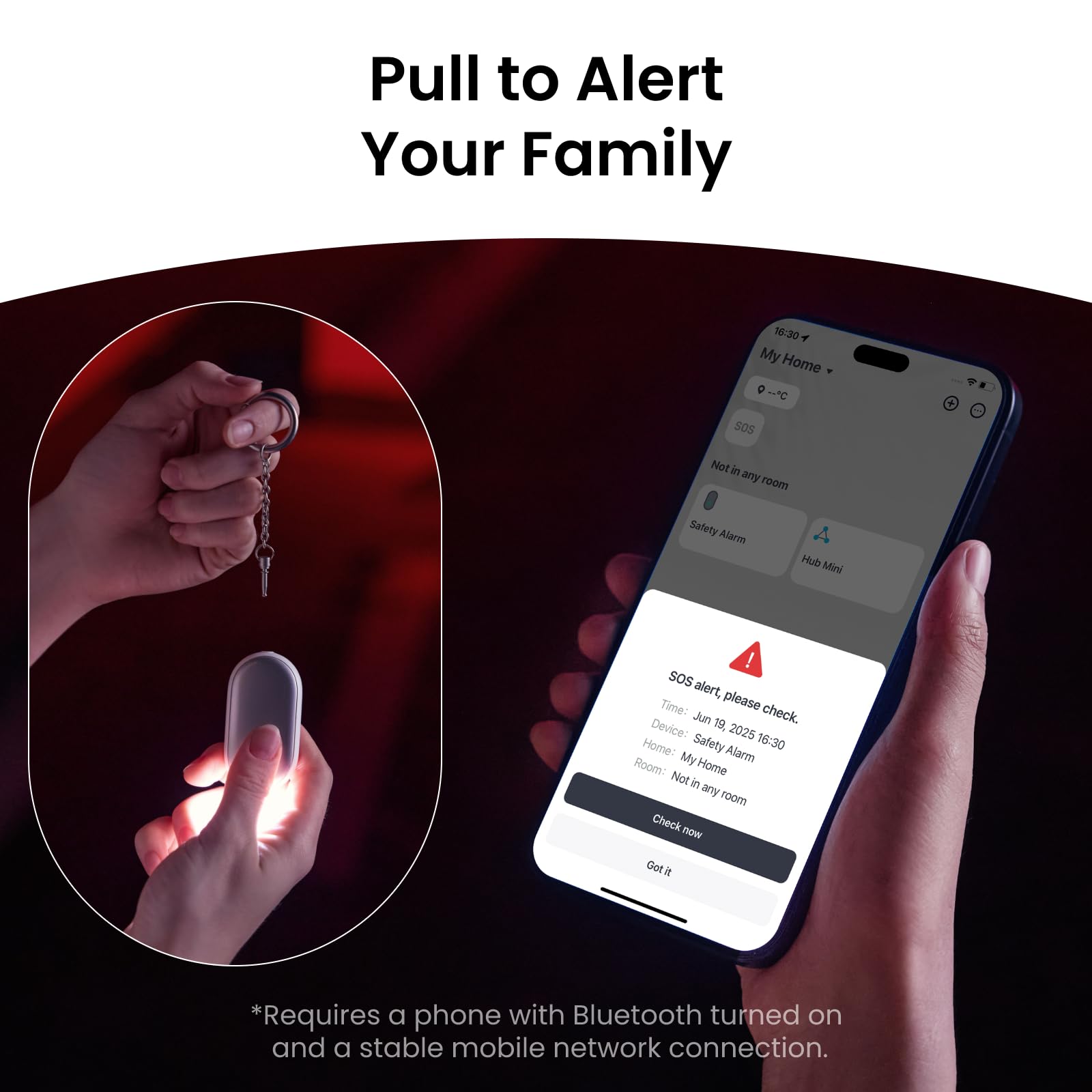 SwitchBot 130 DB Personal Safety Alarm Keychain – Loud Siren