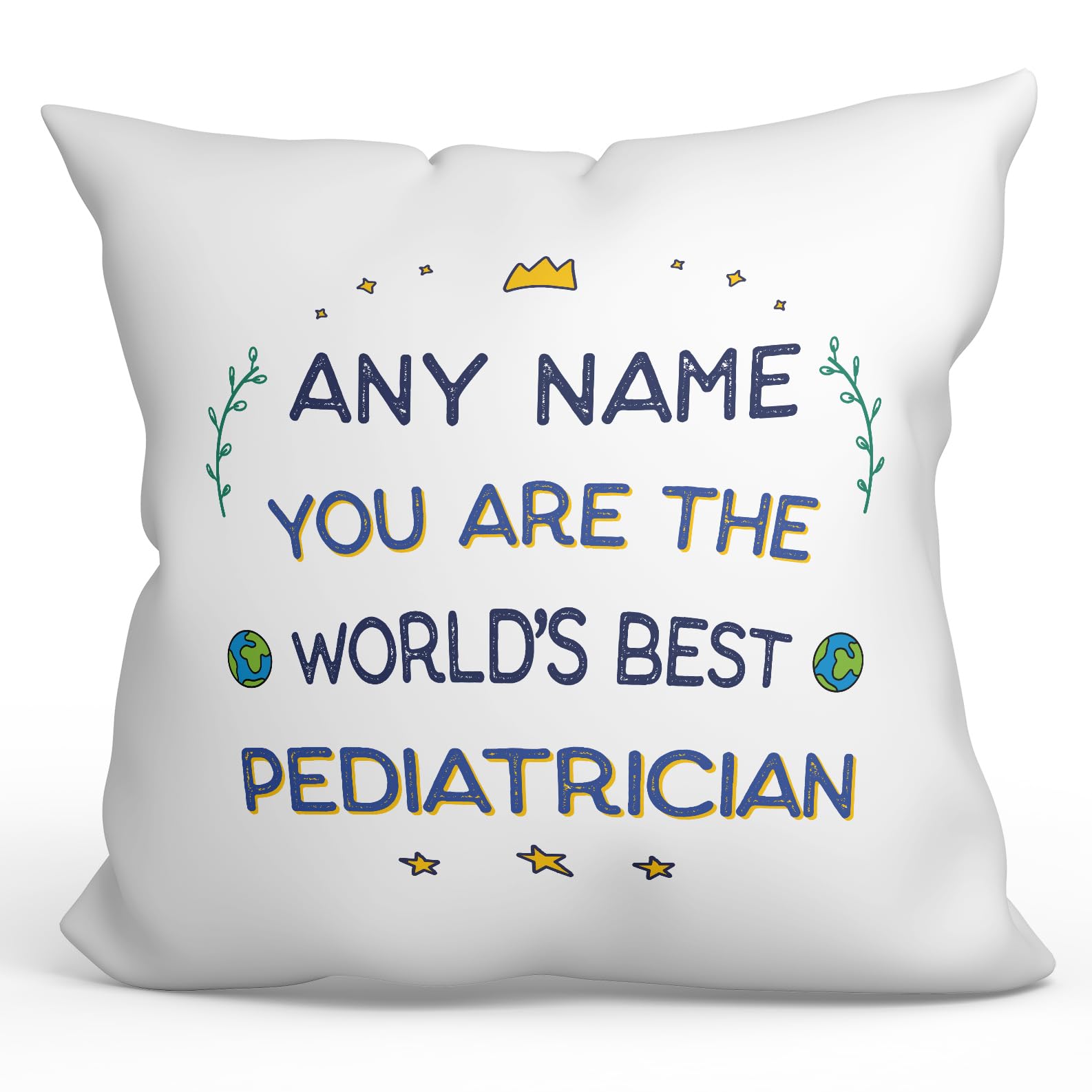 MUGFFINS Personalised Cushion for PEDIATRICIAN Padding included - in English - World's Best - Funny custom gift - Pillow: cover and filling 15.7x15.7 inches โ image 1