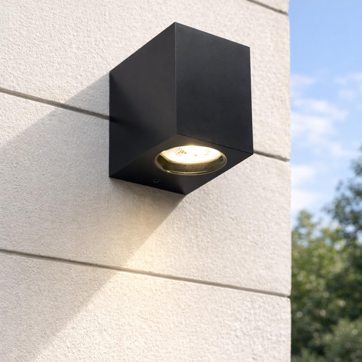 Cgc Lighting Black Up Down Wall Light Rectangular Square Outdoor Garden Indoor Weatherproof Corrosion Resistant Outside Door Patio Terrace Lamp Rust Proof Coastal Exterior (Single Spotlight)