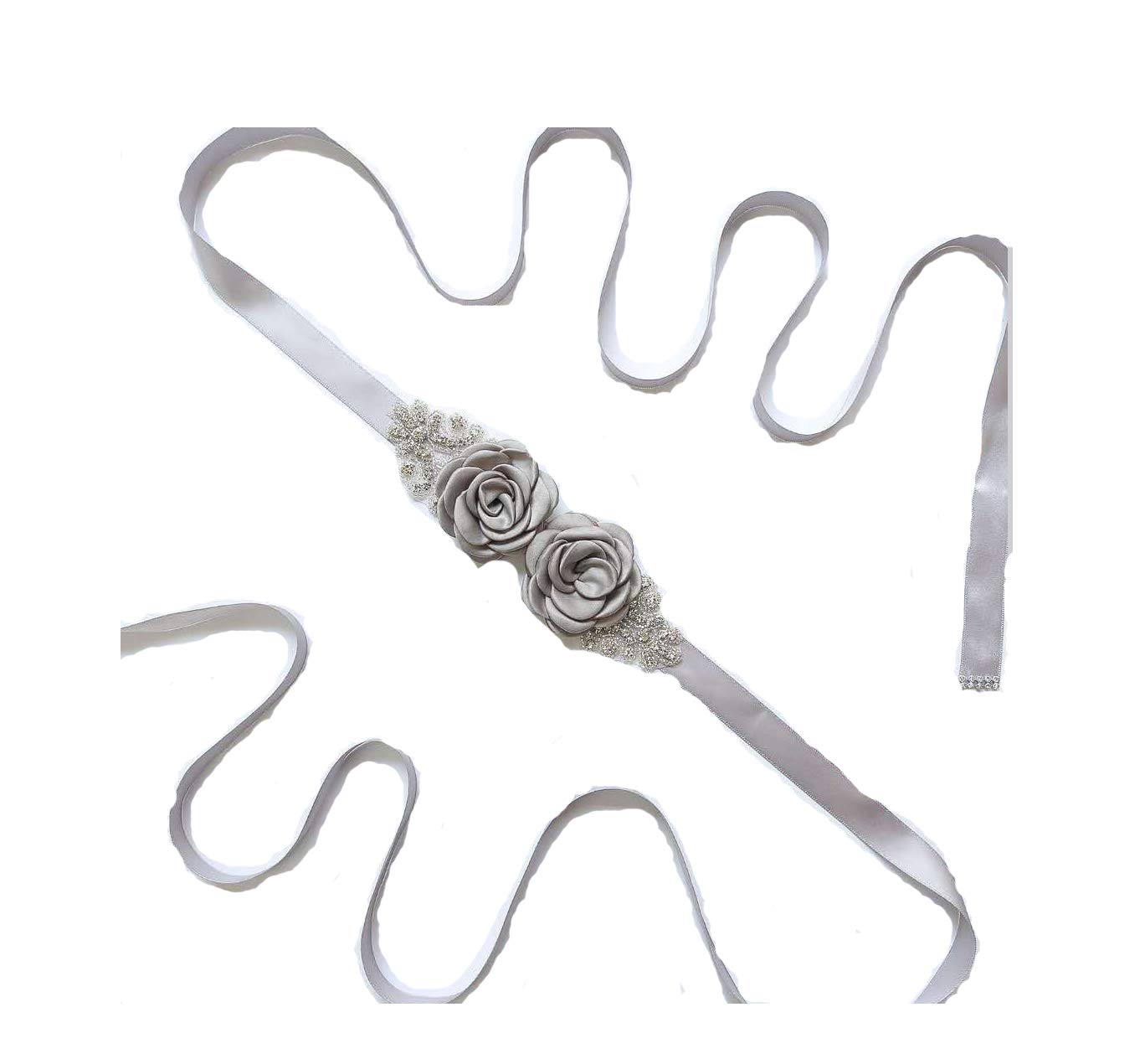 Ulalaza Bridal Crystal Sashes Wedding Belt Sash with Rhinestones Women Prom Evening Dress Decorative Waistband