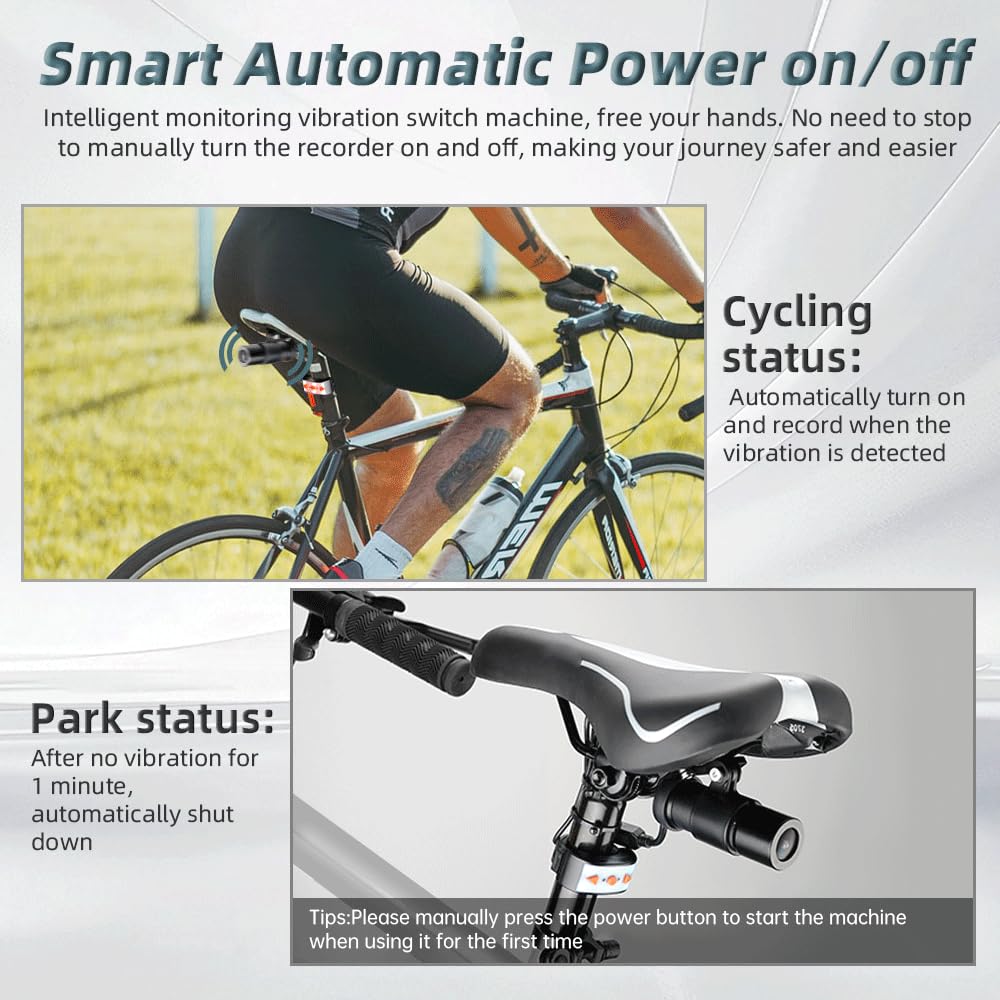 VSYSTO Fahrradkamera Rückfahrkamera, HD 1080P Action Kamera, 150° Weitwinkel Sport Action Kamera wasserdichte, Starlight Nachtsicht, Schleifenaufzeichnung, G-Sensor, WiFi(Schwarz-WD)