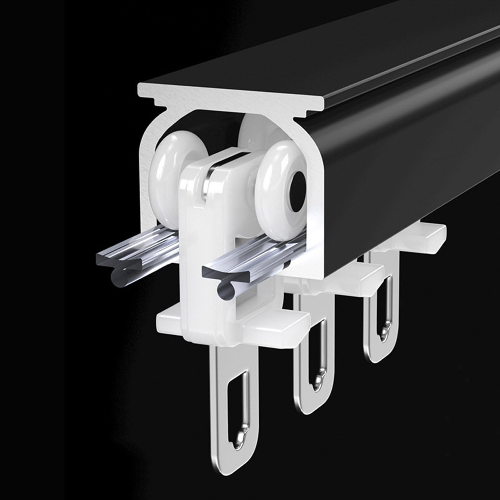 Rail de plafond noir et Ra pour rideaux et cloisons de séparation – Système de rouleau coulissant de 340 cm pour décoration de salon et chambre à coucher