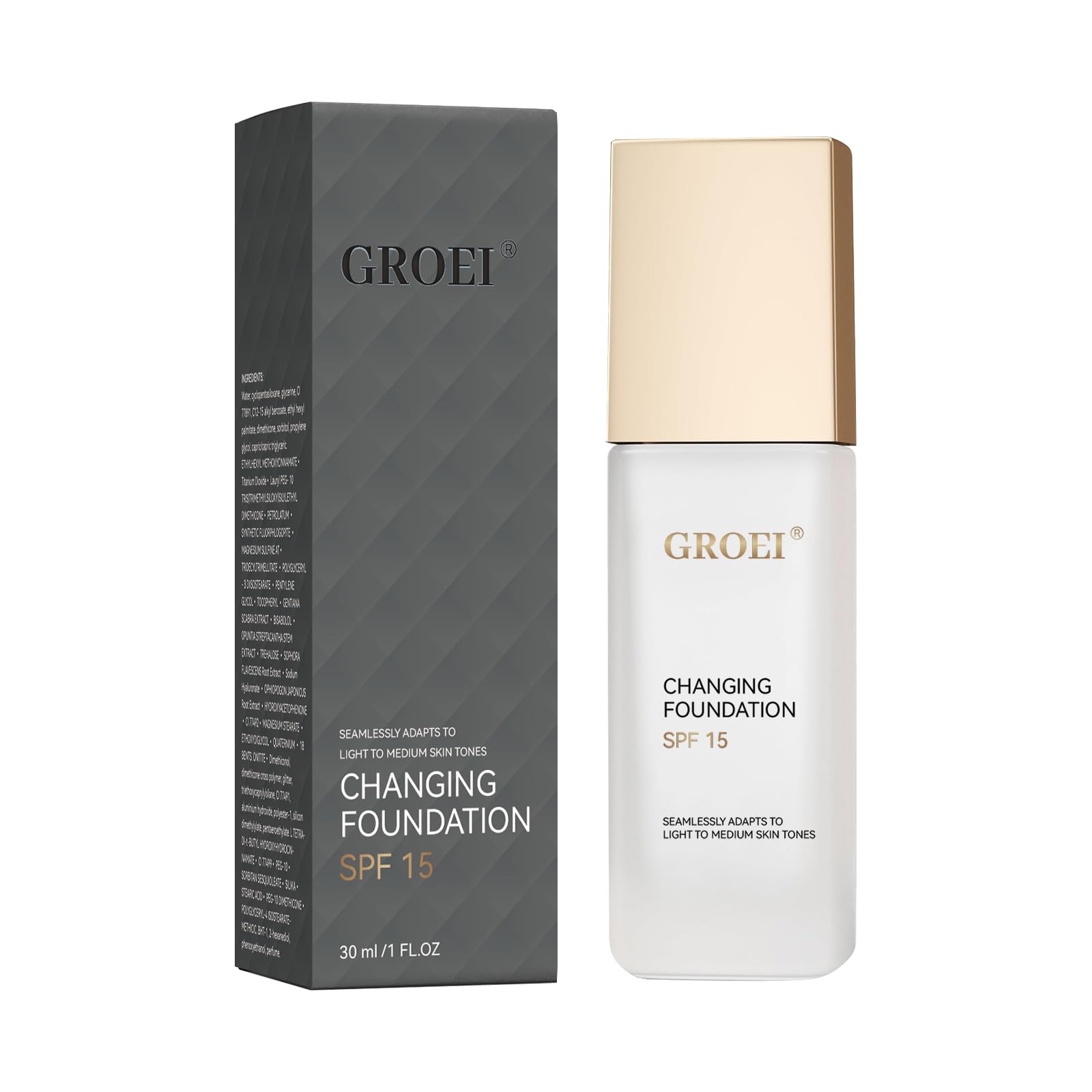 Color Changing Foundation for Mature Skin, Non-Greasy, SPF 15, 30ml