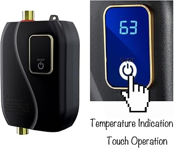 Tankless Water Heater Electric, 110V 3000W Under Sink Instant Hot Water Heater, Mini RV On Demand Water Heater for Kitchen Bathroom, Black