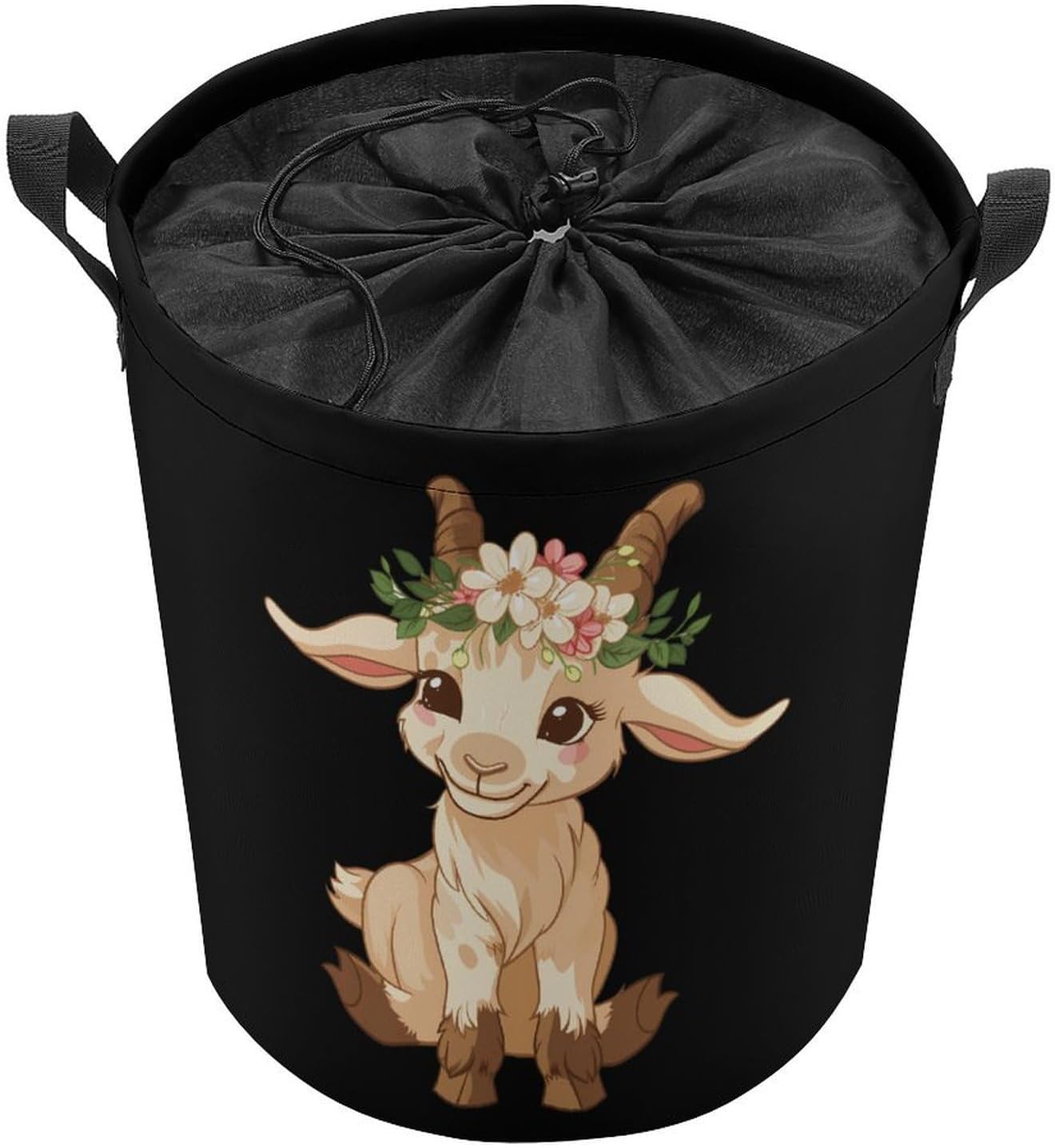 Goat Laundry Basket Dirty Clothes Hamper Storage Laundry Bag with Handles for Dorm Room 44x35cm