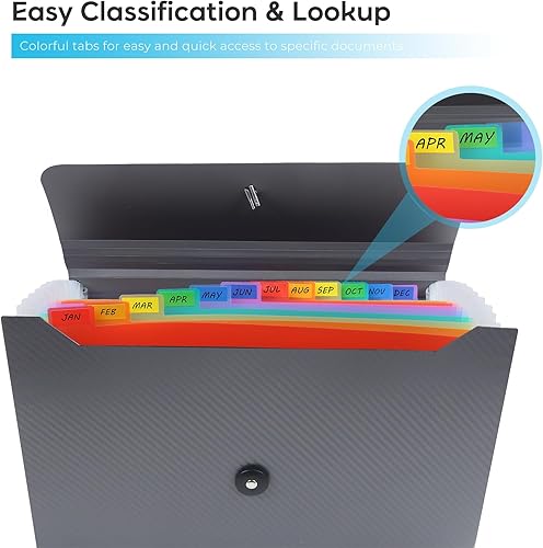 Miniatura 10 de Carpeta de archivos expansible, organizador de archivos de acordeón para clasificar documentos y papeles, organizador de almacenamiento de archivos