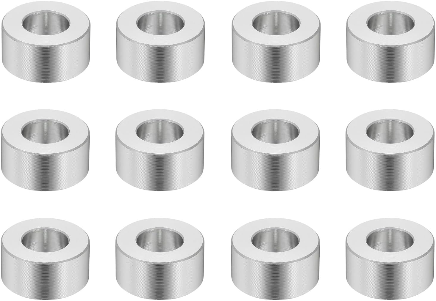 PATIKIL 12PCS Aluminum Spacers, 1/2 x 1 Metal Spacers Aluminum 1/2 L Spacer Screw Standoff Round Unthreaded Standoff Bushing for 5/16inch Screw Bolts, Silver 1/2 Silver
