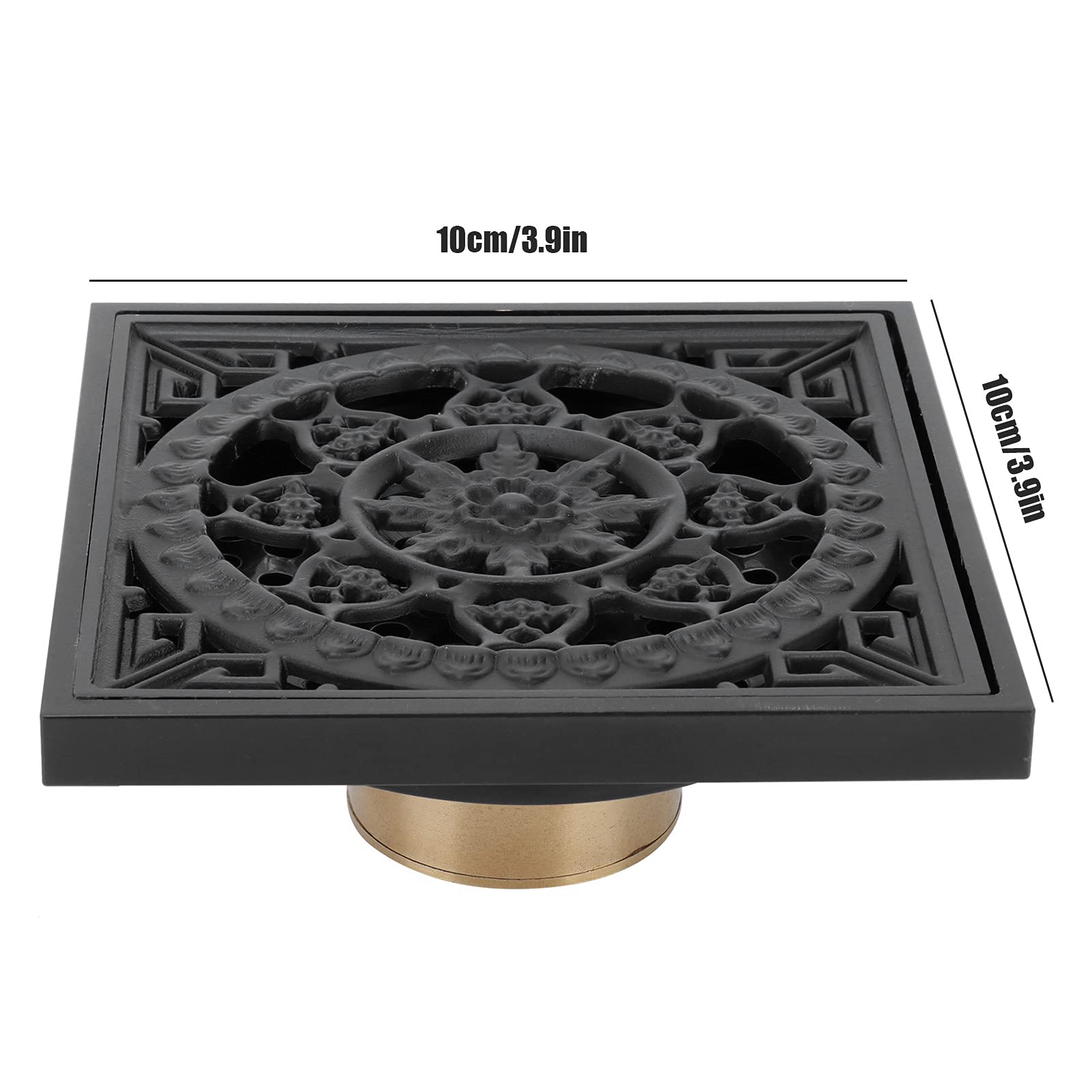 Scarico a Pavimento per Doccia Quadrato, Elegante Design Vintage in Rame con Filtro Antiodore, Scarico Doccia Quadrato 10x10 cm per Bagno, Cucina, Hotel, Giardino