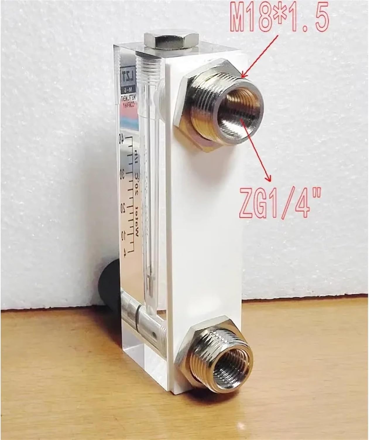 1PCS 1/4" BSPT Female 2-20L/H 4-40L/H 6-60L/H 10-100L/H LZM-6T Acrylic Plastic Water Rotameter Float Flowmeter with Valve Adjustable(4-40L per Hour)