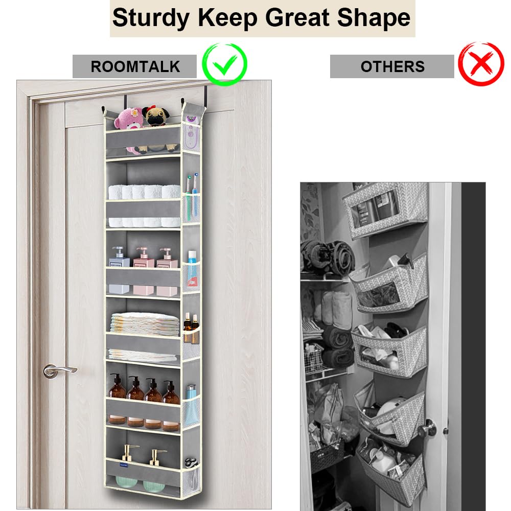 Organizador sobre la puerta con 6 estantes y 12 bolsillos laterales, almacenamiento sobre la puerta para baño, dormitorio, guardería, organizadores de puerta colgantes para pañales de bebé y