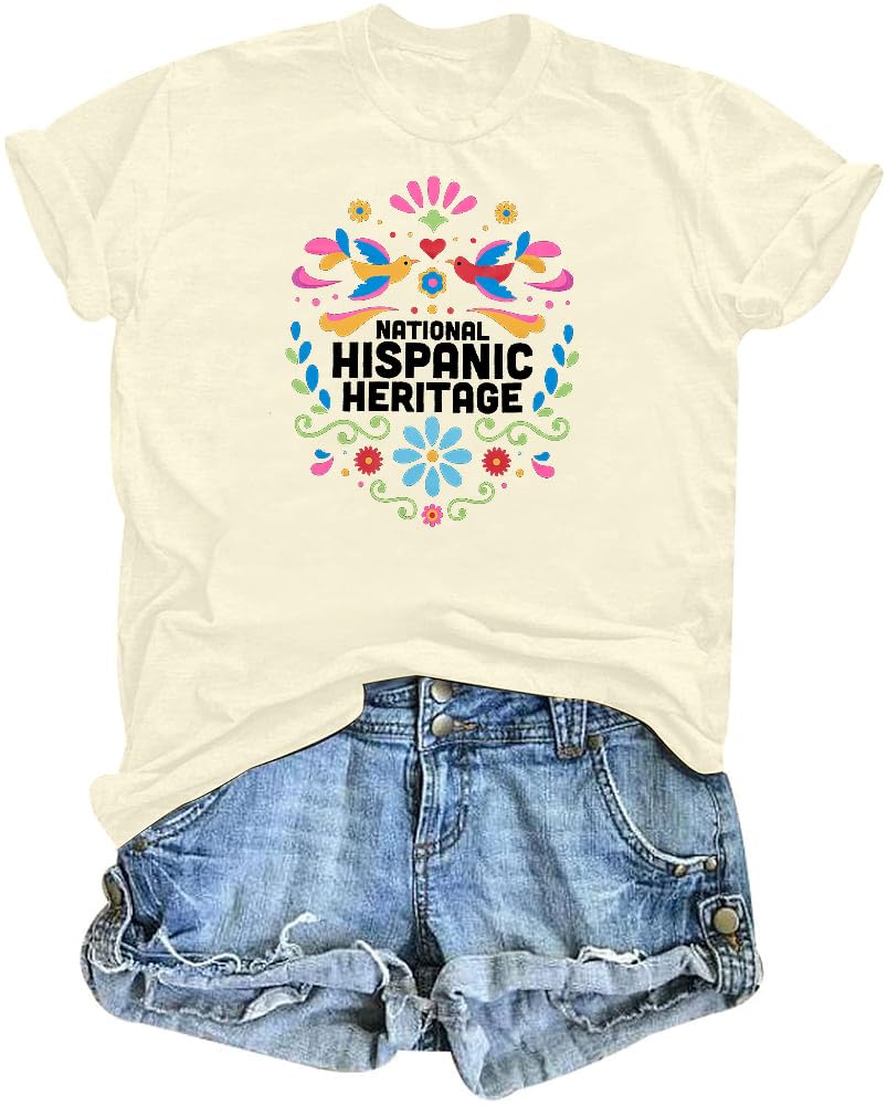 KIDDADNational Hispanic Heritage Month T-Shirt Latino Short Sleeve Casual Tee Top Latina Shirt