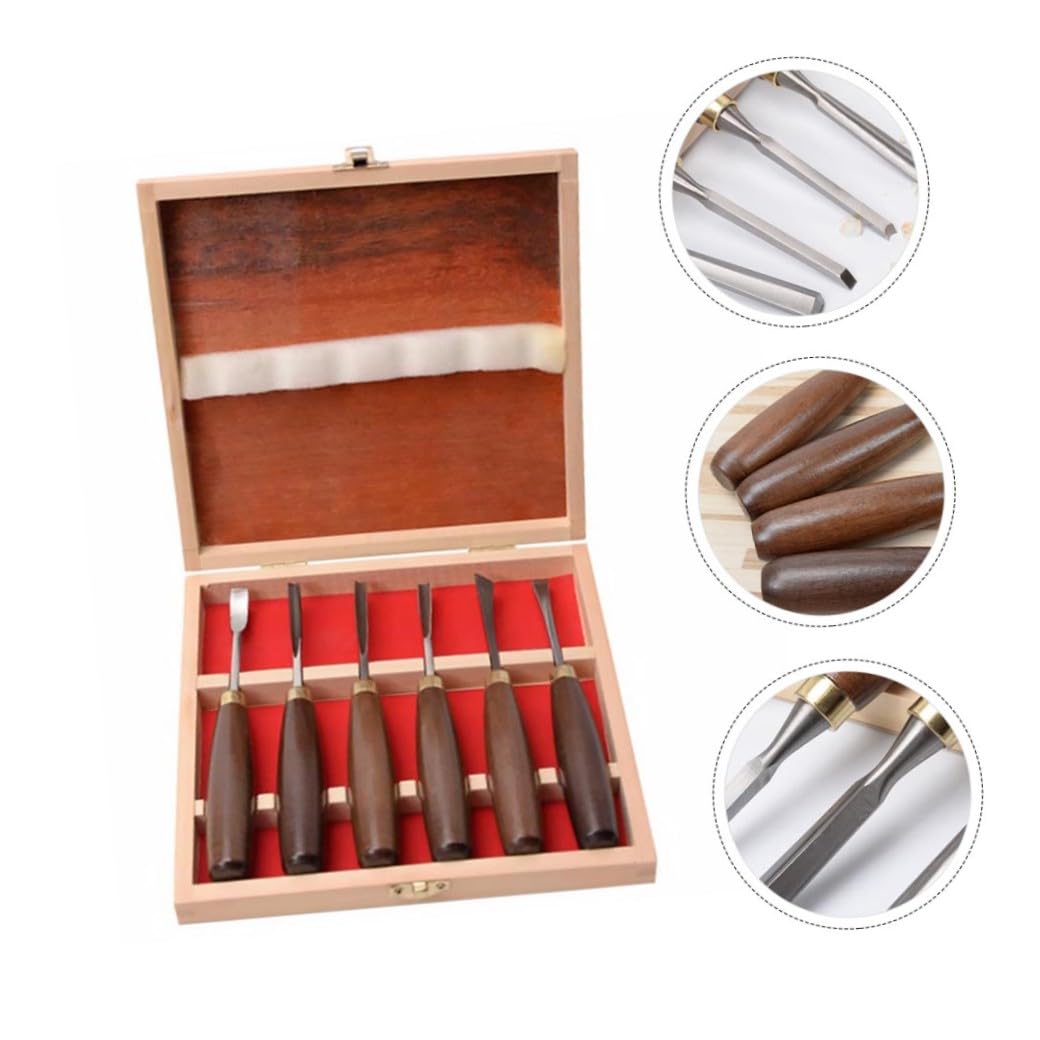 Scalpelli Manico in Noce Set di 6 Legno per Intaglio
