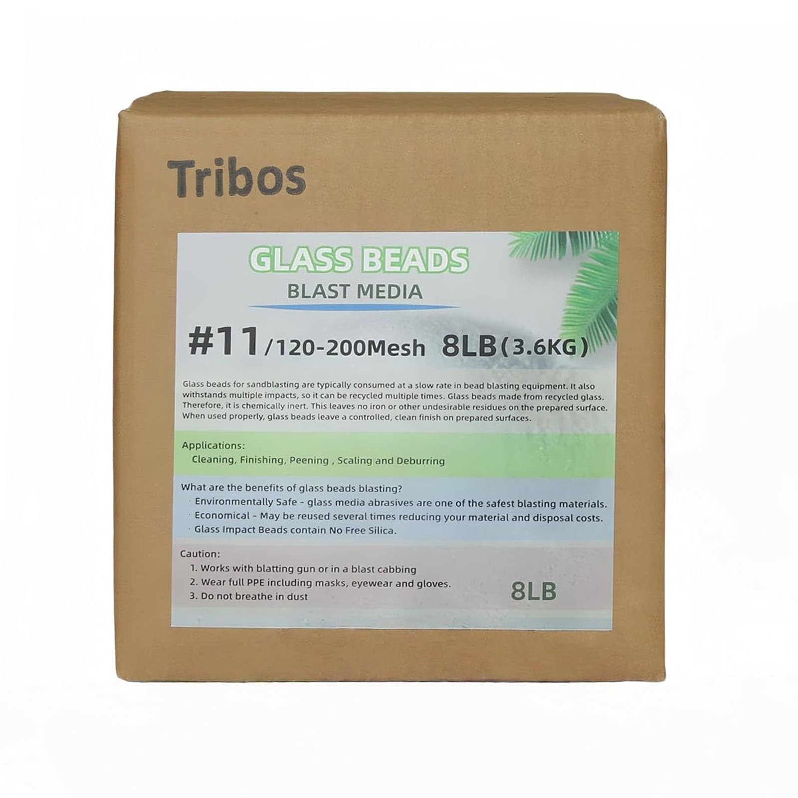 Glass Bead Media for Sandblasting – 8LB Non-Silica Reusable Blasting Abrasive for Rust Removal & Surface Finishing – Multiple Mesh Options (# 11 (120~