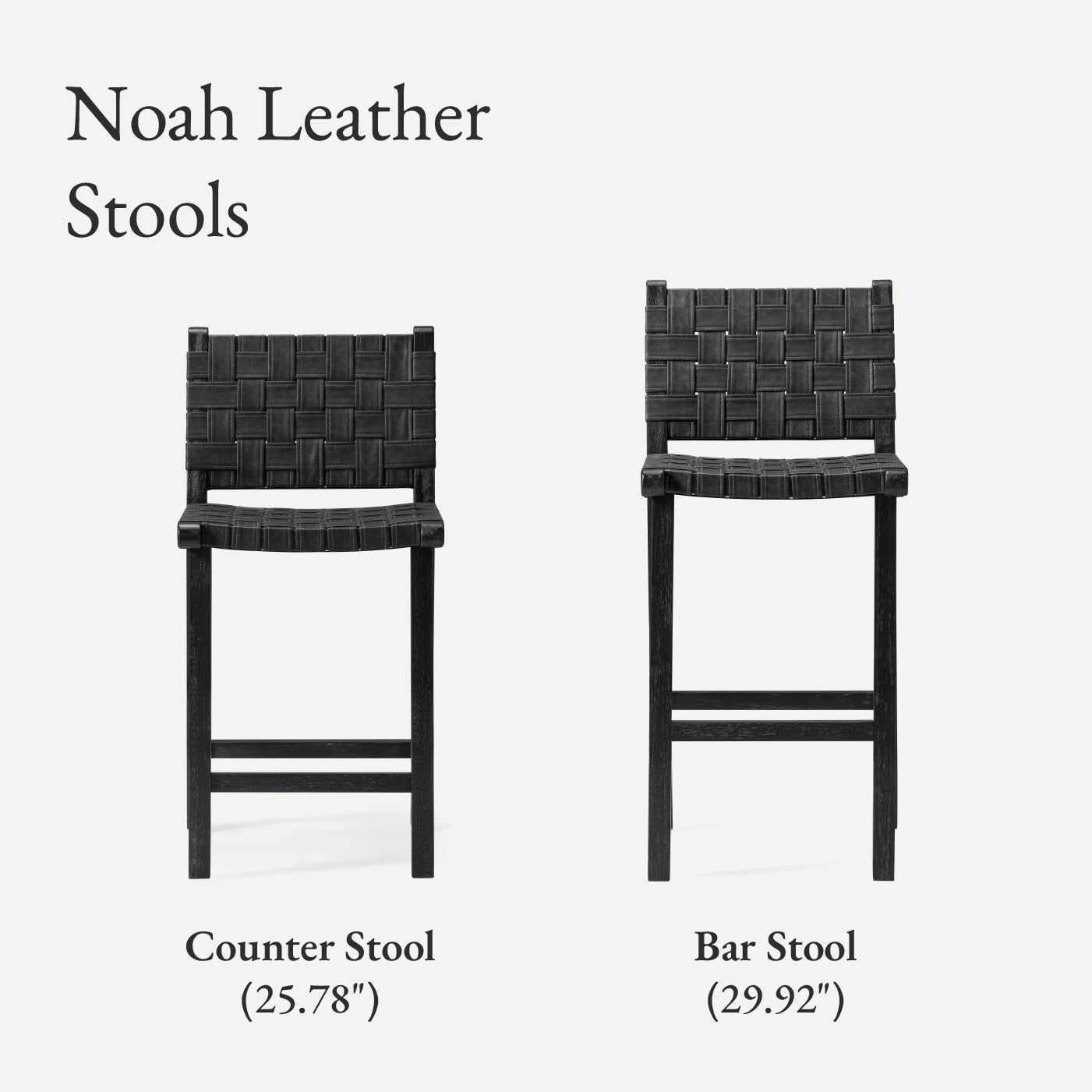 Maven Lane 30" Noah Barstool with Back - Modern Solid Wood Bar Height Chair with Artisan Woven Black Finish and Dark Grey Faux Leather Barstools for Kitchen Island, Dining Area