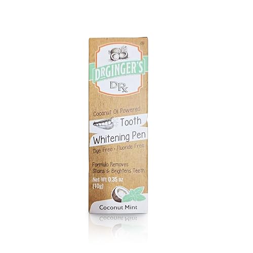 Dr. Ginger - Lápiz blanqueador de dientes con aceite de coco – Brillo rápido para dientes y encías sensibles – Sabor menta, 0.35 oz – Mezclado con