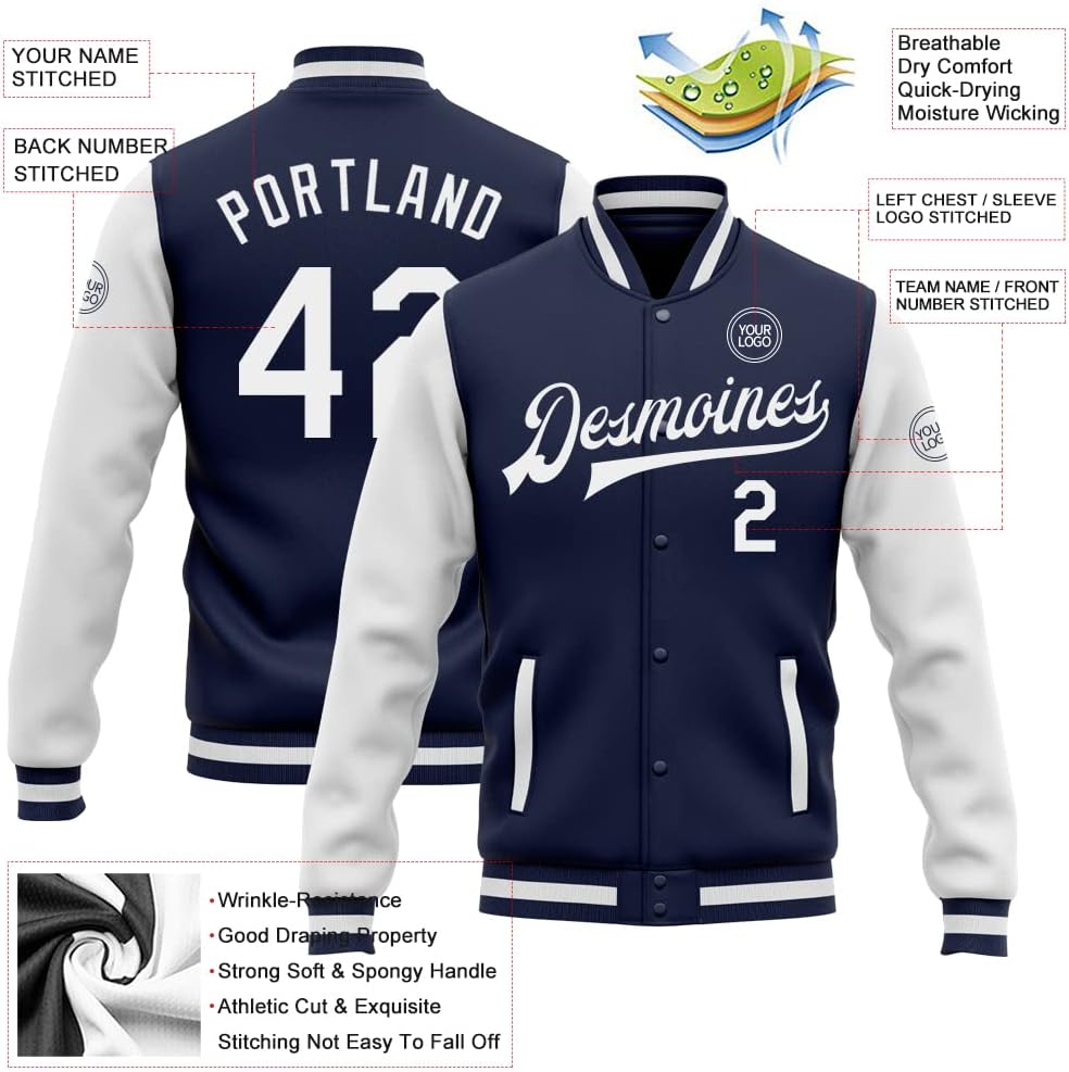 Custom Varsity Letterman Jackets Boys Youth Men Women Personalized Baseball Sports Bomber Coats with Name Number Logo