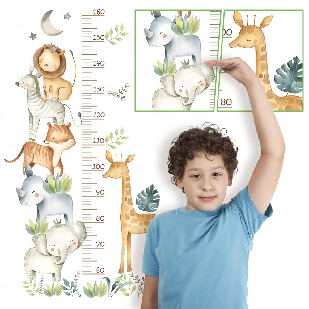 Metro Bambini Parete Adesivo 60-160 cm Tabella Altezza Animali per Cameretta