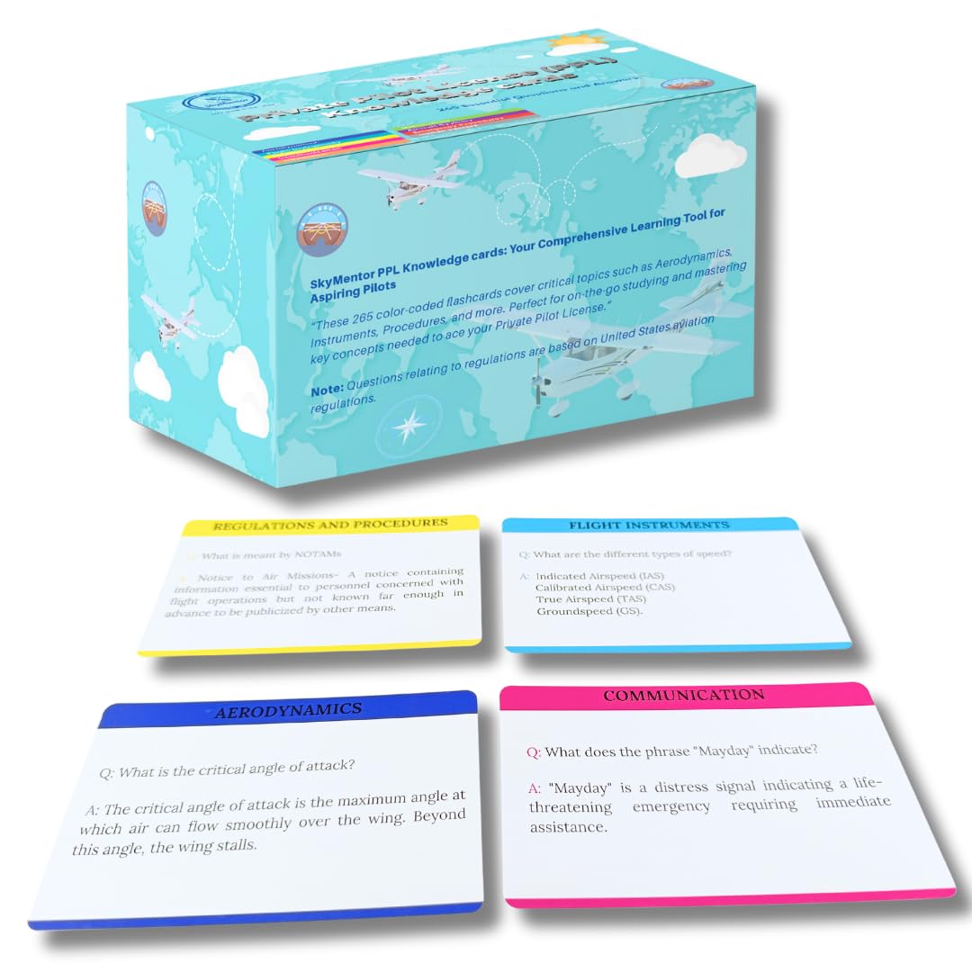 Private Pilot Flash Cards – 265 Aviation Knowledge Boosting Student Pilot Study Guide to Assist with FAA PPL Test Prep. Essential for Checkride, Written and Oral Exams